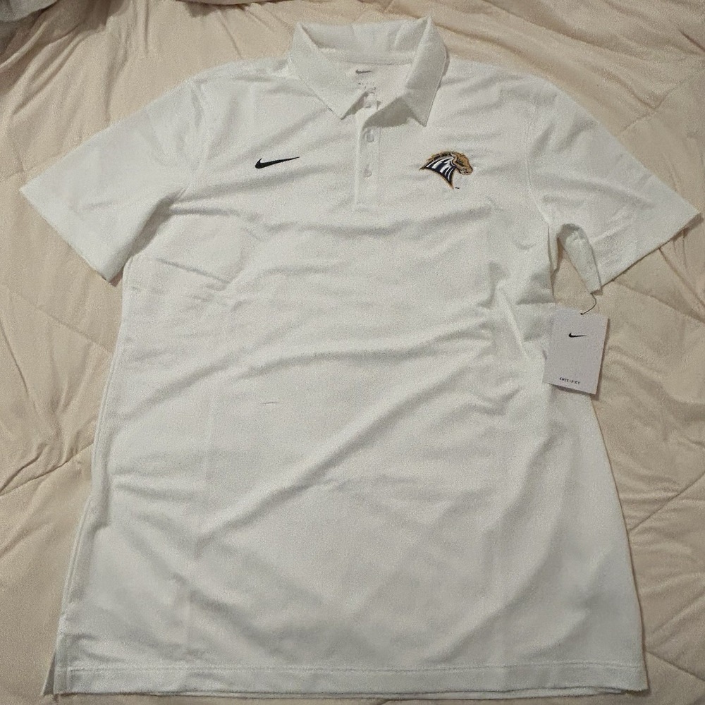 Nike University of New Haven Polo Men's M White Dri-Fit Mustangs Football NEW